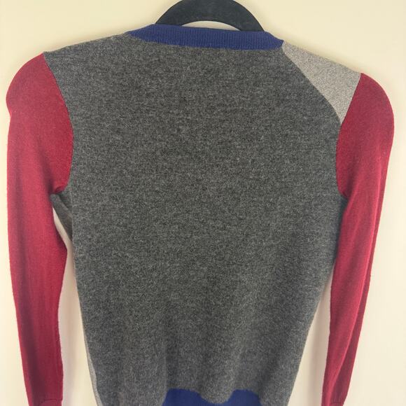 J.Crew Womens Asymmetrical Side Zip Wool Blend Color Block Grey/Red Sweater XXS - Picture 5 of 10